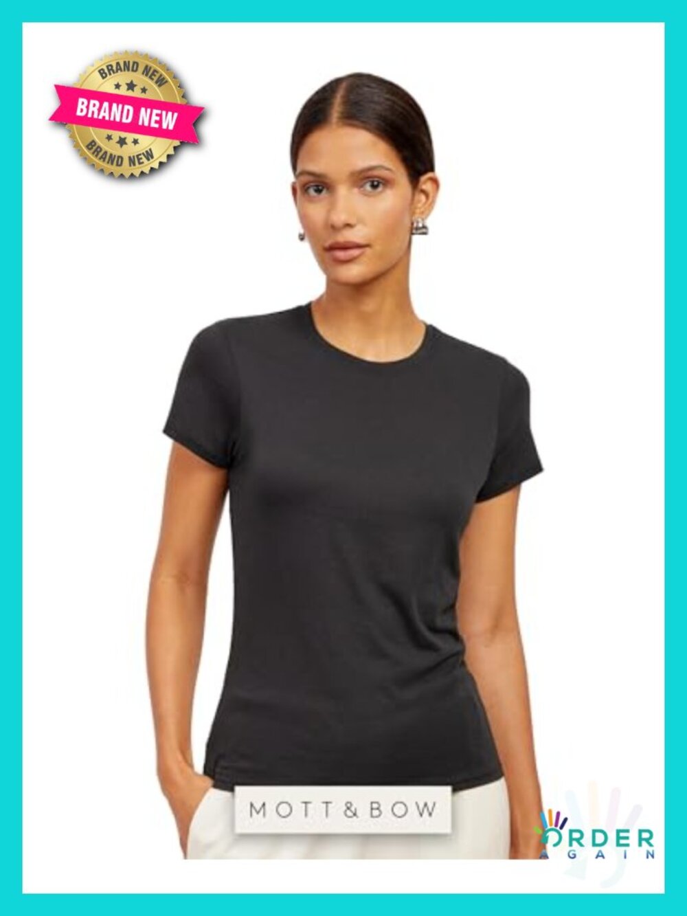 Mott & Bow Pima Cotton Modal Crew Neck Tee Body-Skimming Fit